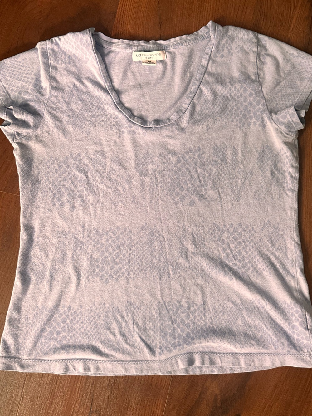 Liz Claiborne Light Blue Scoop Neck Short Sleeve Top
